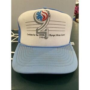 Vintage 1994‎ Anchorage Olympic Bid Trucker Hat Snapback Otto Cap Taiwan Blue